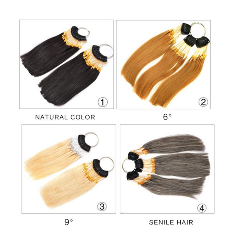 RemeeHi Rings 100% Human Hair Swatches Testing Color with Gold Buckles Straight Samples Hair for Salon Hairdressing 30 strands/set Brown 5Â° - Image 5
